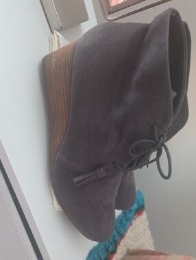 Dr. Scholl's Charcoal Suede Wedge Ankle Boots
